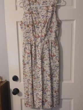 By & BY Sleeveless Cream Floral Button-Front Dress